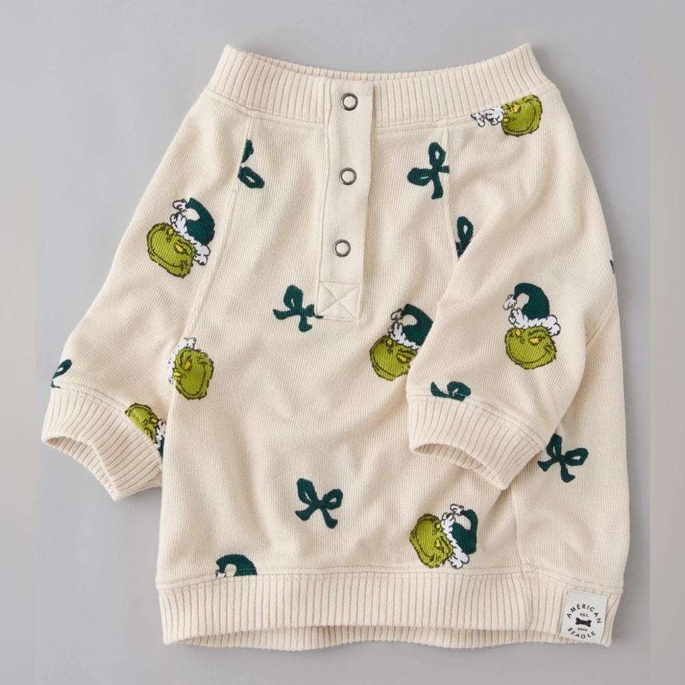 ABO Grinch Print Plush PJ Top - Pet Top / Dog Top